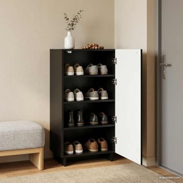 Scarpiera 48 x 38 x 87,5 cm Legno multistrato Nero