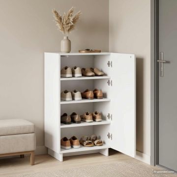 Scarpiera 48 x 38 x 87,5 cm Legno multistrato Bianco Lucido