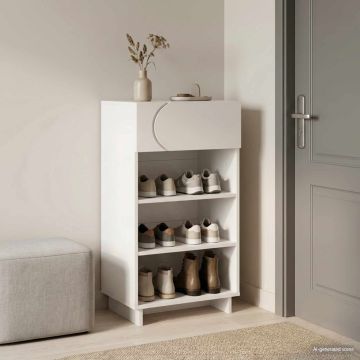 Scarpiera 48 x 38 x 87,5 cm Legno ingegnerizzato Bianco