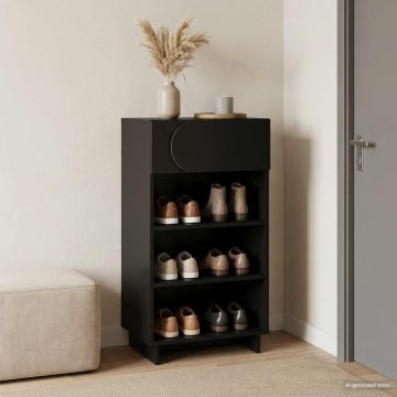 Scarpiera 48 x 38 x 87,5 cm Legno ingegnerizzato Nero