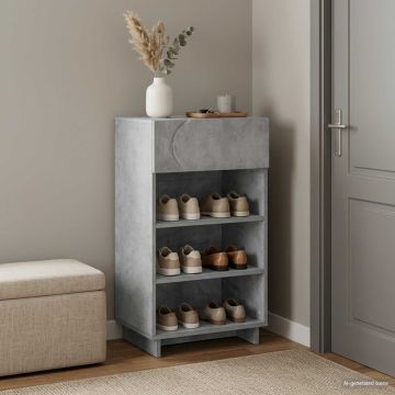 Scarpiera 48 x 38 x 87,5 cm Legno ingegnerizzato Grigio Cemento