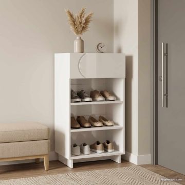 Scarpiera 48 x 38 x 87,5 cm Legno ingegnerizzato Bianco Lucido