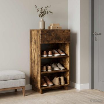Scarpiera 48 x 38 x 87,5 cm Legno ingegnerizzato Rovere Fumo