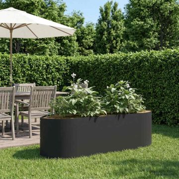 Letto rialzato da giardino Nero 140 x 40 x 40 cm Acciaio