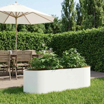 Letto rialzato da giardino Bianco 140 x 40 x 40 cm Acciaio