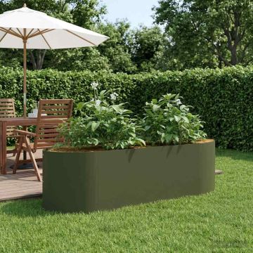 Letto rialzato da giardino Verde Oliva 140 x 40 x 40 cm Acciaio