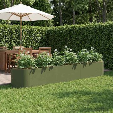 Letto rialzato da giardino Verde Oliva 300 x 40 x 40 cm Acciaio
