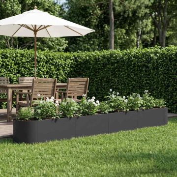 Letto rialzato da giardino Nero 380 x 40 x 40 cm Acciaio