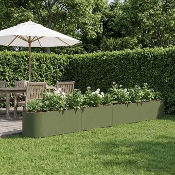 Letto rialzato da giardino Verde Oliva 380 x 40 x 40 cm Acciaio