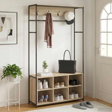 Appendiabiti con panca per scarpe Rovere Sonoma