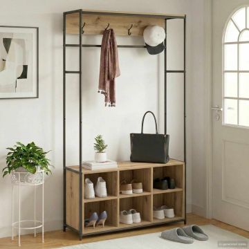 Appendiabiti con panca per scarpe Rovere Artigianale