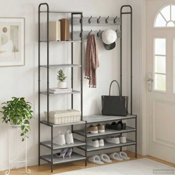 Appendiabiti con panca per scarpe Sonoma grigio