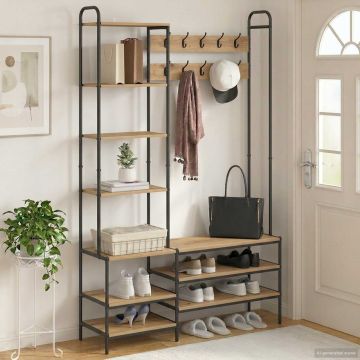 Appendiabiti con panca per scarpe Rovere Artigianale