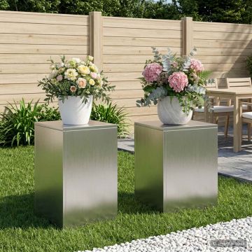 Supporto per piante 2 pcs Argento 30 x 30 x 40 cm Acciaio