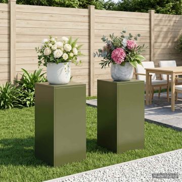 Supporto per piante 2 pcs Verde Oliva 30 x 30 x 60 cm Acciaio