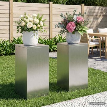 Supporto per piante 2 pcs Argento 30 x 30 x 60 cm Acciaio