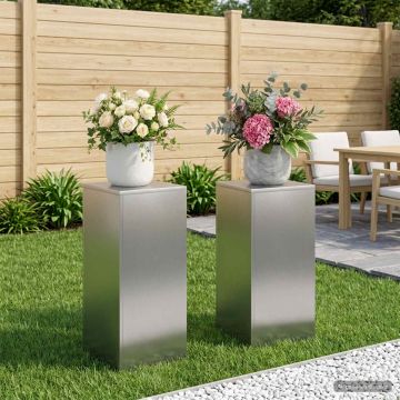 Supporto per piante 2 pcs Argento 30 x 30 x 60 cm Acciaio Inox