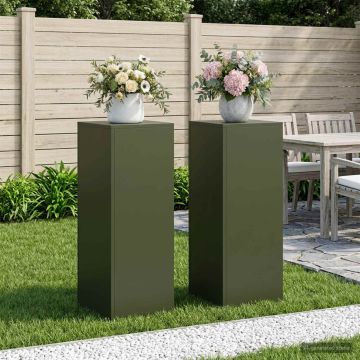 Supporto per piante 2 pcs Verde Oliva 30 x 30 x 80 cm Acciaio