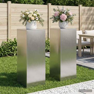 Supporto per piante 2 pcs Argento 30 x 30 x 80 cm Acciaio
