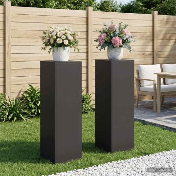 Supporto per piante 2 pcs Nero 30 x 30 x 100 cm Acciaio