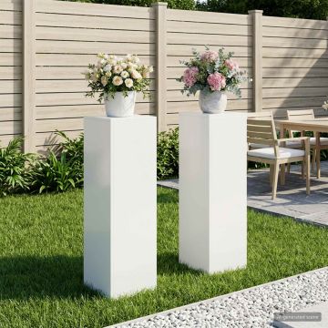 Supporto per piante 2 pcs Bianco 30 x 30 x 100 cm Acciaio