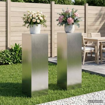 Supporto per piante 2 pcs Argento 30 x 30 x 100 cm Acciaio