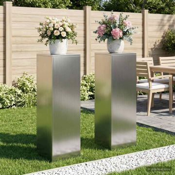 Supporto per piante 2 pcs Argento 30 x 30 x 100 cm Acciaio Inox