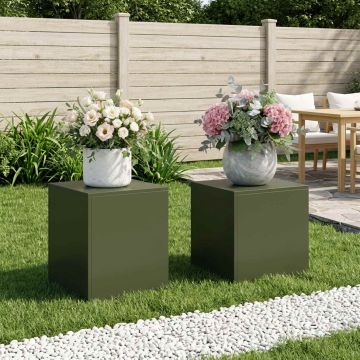 Supporto per piante 2 pcs Verde Oliva 40 x 40 x 40 cm Acciaio