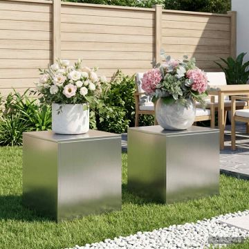 Supporto per piante 2 pcs Argento 40 x 40 x 40 cm Acciaio Inox