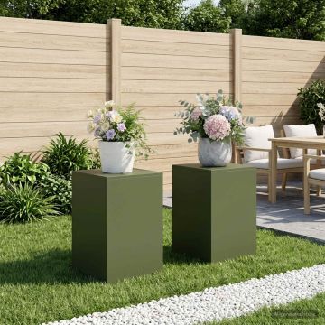 Supporto per piante 2 pcs Verde Oliva 40 x 40 x 60 cm Acciaio