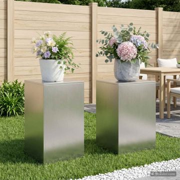 Supporto per piante 2 pcs Argento 40 x 40 x 60 cm Acciaio