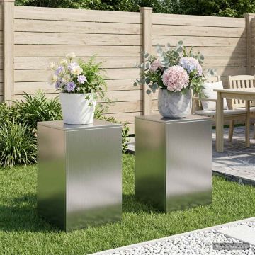 Supporto per piante 2 pcs Argento 40 x 40 x 60 cm Acciaio Inox