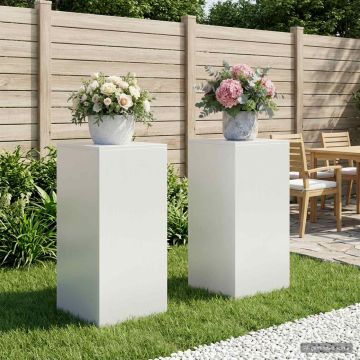Supporto per piante 2 pcs Bianco 40 x 40 x 80 cm Acciaio