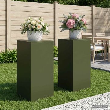 Supporto per piante 2 pcs Verde Oliva 40 x 40 x 80 cm Acciaio
