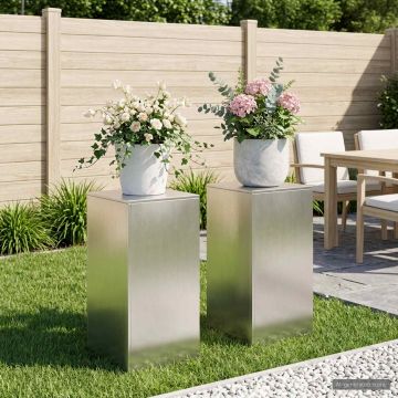 Supporto per piante 2 pcs Argento 40 x 40 x 80 cm Acciaio