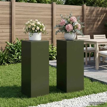 Supporto per piante 2 pcs Verde Oliva 40 x 40 x 100 cm Acciaio