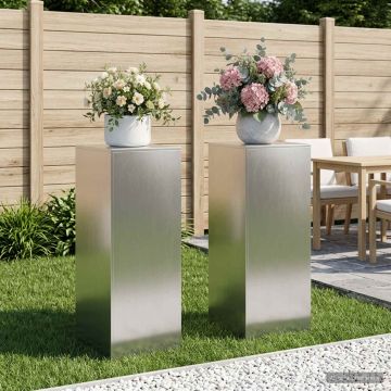 Supporto per piante 2 pcs Argento 40 x 40 x 100 cm Acciaio
