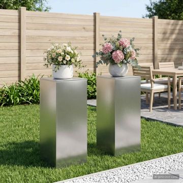 Supporto per piante 2 pcs Argento 40 x 40 x 100 cm Acciaio Inox