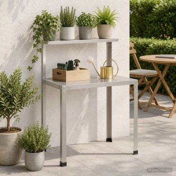 Tavolo da rinvaso 100 x 50 x 104 cm Acciaio Inox Argento
