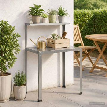 Tavolo da rinvaso 100 x 50 x 104 cm Acciaio zincato Argento