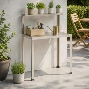 Tavolo da rinvaso 60 x 50 x 104 cm Acciaio Inox Argento