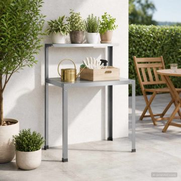 Tavolo da rinvaso 60 x 50 x 104 cm Acciaio zincato Argento