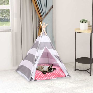 Tenda Tipi per Gatti con Borsa Microfibra a Strisce 60x60x70cm