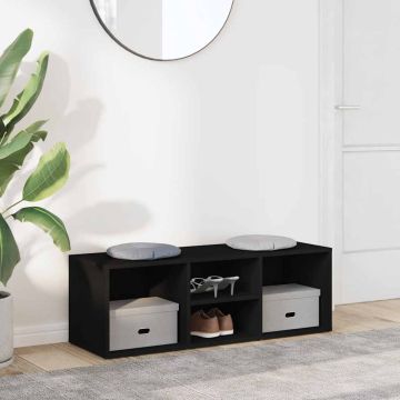 Panca Porta Scarpe Nera 102x35x35 cm in Legno Multistrato