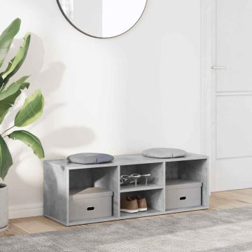 Panca Porta Scarpe Grigio Cemento 102x35x35cm Legno Multistrato