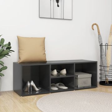 Panca Porta Scarpe Grigio Lucido 102x35x35 cm Legno Multistrato