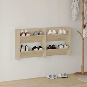 Scarpiere a Muro 2pz Rovere Sonoma 60x18x60cm Legno Multistrato
