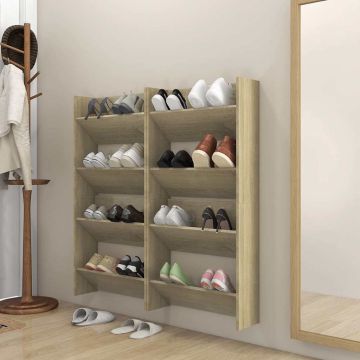 Scarpiere a Muro 4pz Rovere Sonoma 60x18x60cm Legno Multistrato
