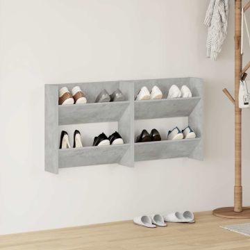 Scarpiere Muro 2pz Grigio Cemento 60x18x60cm Legno Multistrato