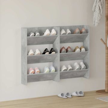 Scarpiere Muro 2pz Grigio Cemento 60x18x90cm Legno Multistrato